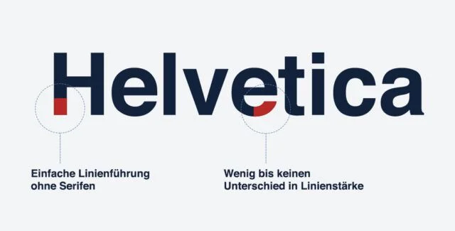 Beispiel für serifenlose Schriftarten: Helvetica.